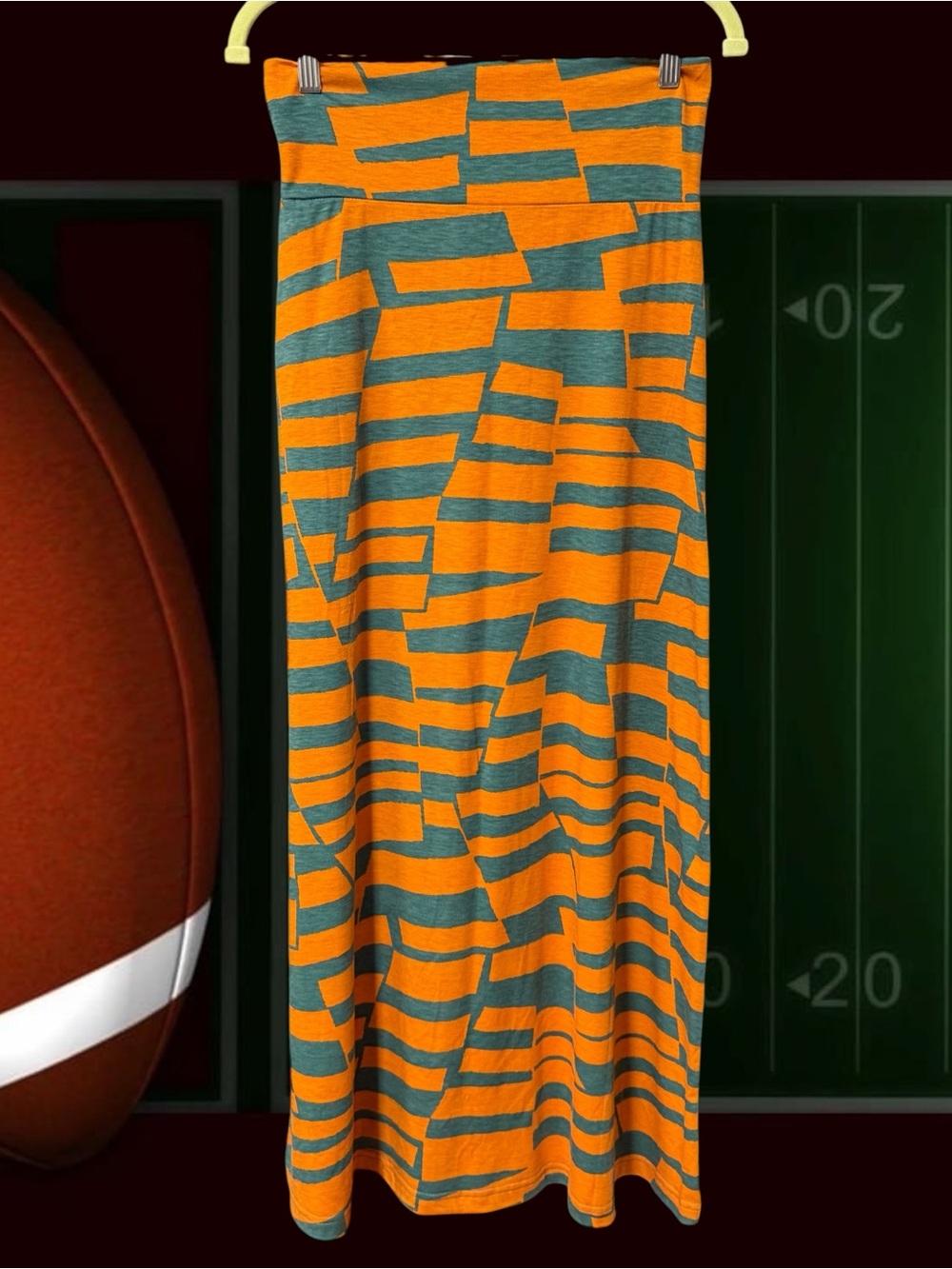DNA Couture Women’s Size Medium Maxi Skirt Orange Green Miami Hurricanes New